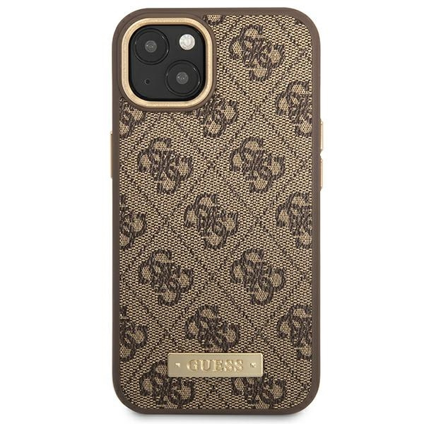 Kryt Guess GUHMP14MU4GPRW Apple iPhone 14 Plus / 15 Plus brown hard case 4G Logo Plate MagSafe