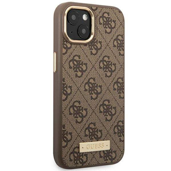 Kryt Guess GUHMP14MU4GPRW Apple iPhone 14 Plus / 15 Plus brown hard case 4G Logo Plate MagSafe