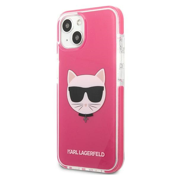 Kryt Karl Lagerfeld KLHCP13MTPECPI Apple iPhone 13 hardcase fuschia Choupette Head