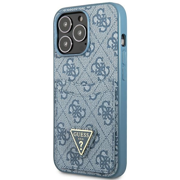 Kryt Guess GUHCP13LP4TPB Apple iPhone 13 Pro blue hardcase 4G Triangle Logo Cardslot