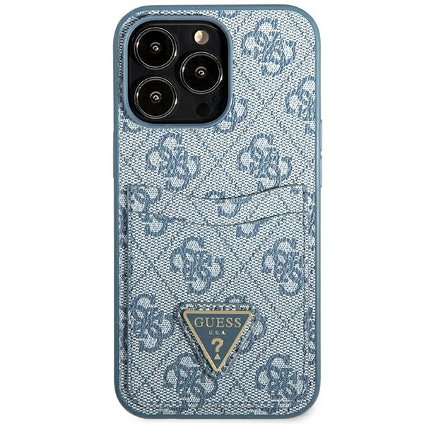Kryt Guess GUHCP13LP4TPB Apple iPhone 13 Pro blue hardcase 4G Triangle Logo Cardslot
