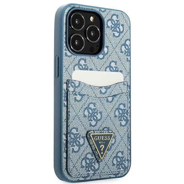 Kryt Guess GUHCP13LP4TPB Apple iPhone 13 Pro blue hardcase 4G Triangle Logo Cardslot