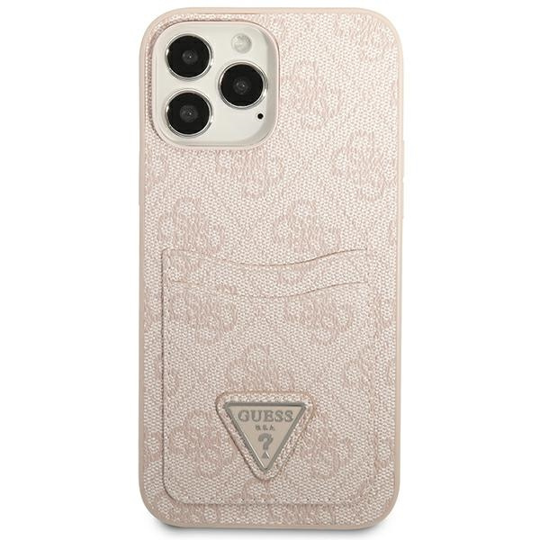 Kryt Guess GUHCP13LP4TPP Apple iPhone 13 Pro pink hardcase 4G Triangle Logo Cardslot