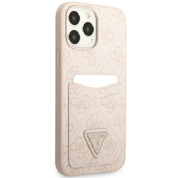 Kryt Guess GUHCP13LP4TPP Apple iPhone 13 Pro pink hardcase 4G Triangle Logo Cardslot