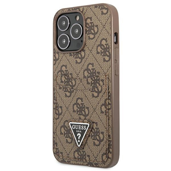 Kryt Guess GUHCP13LP4TPW Apple iPhone 13 Pro brown hardcase 4G Triangle Logo Cardslot
