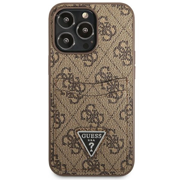 Kryt Guess GUHCP13LP4TPW Apple iPhone 13 Pro brown hardcase 4G Triangle Logo Cardslot