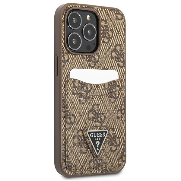 Kryt Guess GUHCP13LP4TPW Apple iPhone 13 Pro brown hardcase 4G Triangle Logo Cardslot