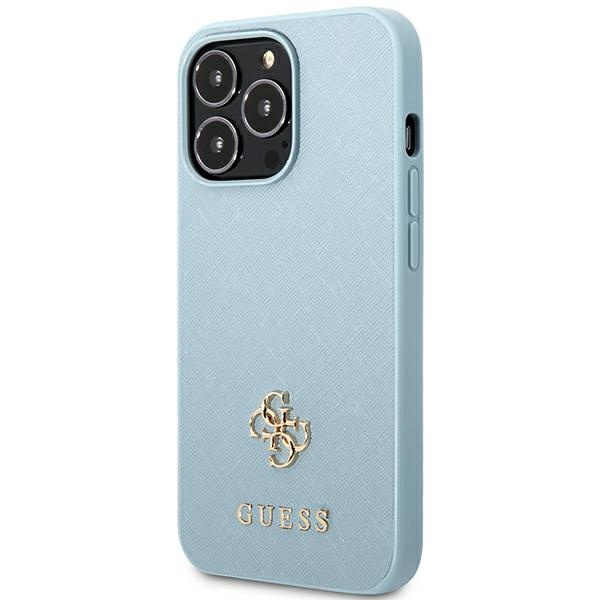 Kryt Guess GUHCP13LPS4MB Apple iPhone 13 Pro blue hardcase Saffiano 4G Small Metal Logo