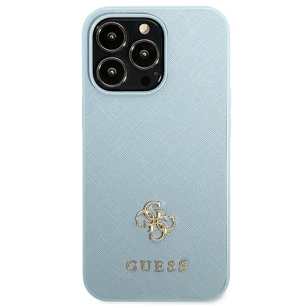 Kryt Guess GUHCP13LPS4MB Apple iPhone 13 Pro blue hardcase Saffiano 4G Small Metal Logo