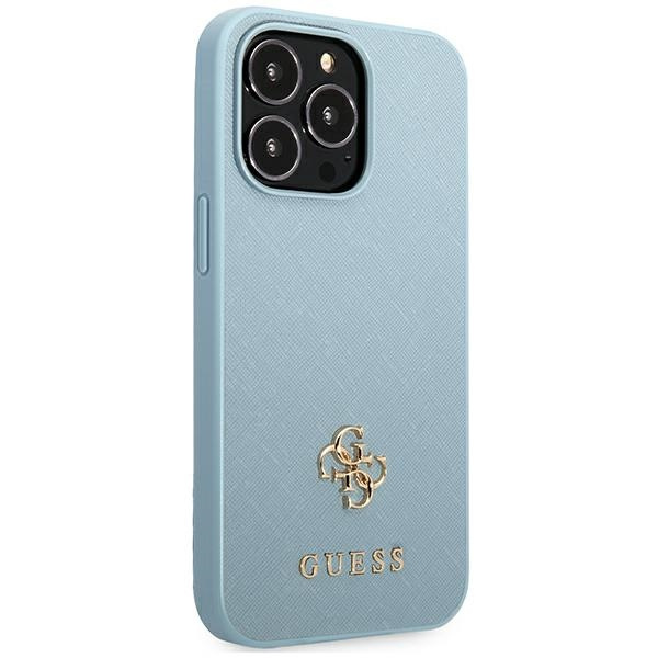Kryt Guess GUHCP13XPS4MB Apple iPhone 13 Pro Max blue hardcase Saffiano 4G Small Metal Logo