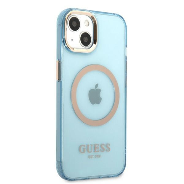 Kryt Guess GUHMP13MHTCMB Apple iPhone 13 blue hard case Gold Outline Translucent MagSafe