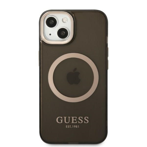 Kryt Guess GUHMP13MHTCMK Apple iPhone 13 black hard case Gold Outline Translucent MagSafe