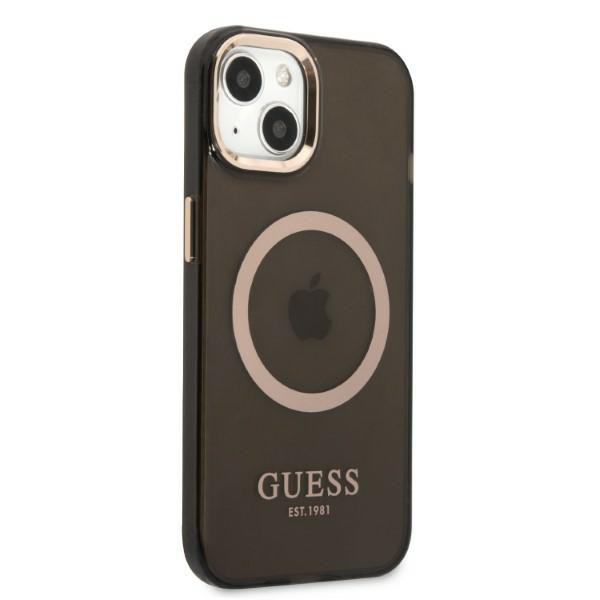 Kryt Guess GUHMP13MHTCMK Apple iPhone 13 black hard case Gold Outline Translucent MagSafe
