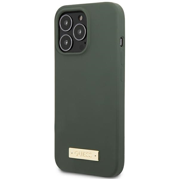 Kryt Guess GUHMP13XSPLA Apple iPhone 13 Pro Max khaki hard case Silicone Logo Plate MagSafe