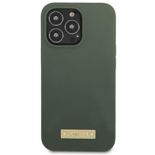 Kryt Guess GUHMP13XSPLA Apple iPhone 13 Pro Max khaki hard case Silicone Logo Plate MagSafe