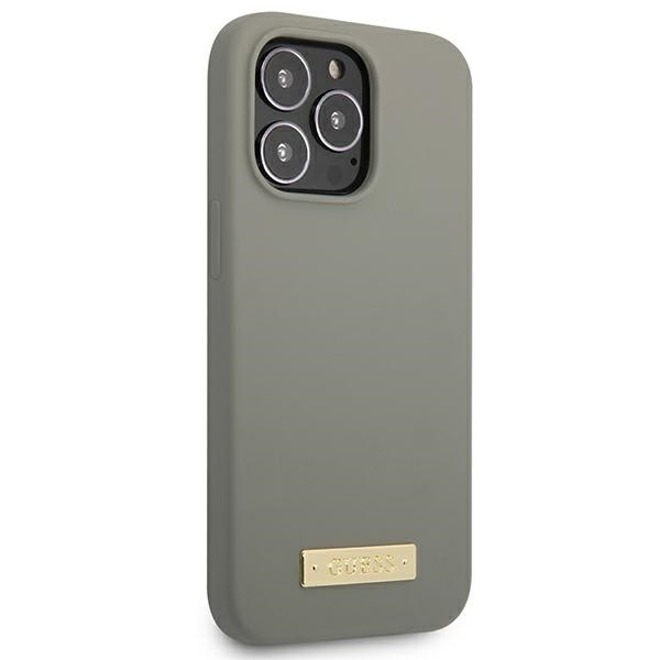 Kryt Guess GUHMP13XSPLG Apple iPhone 13 Pro Max grey hard case Silicone Logo Plate MagSafe