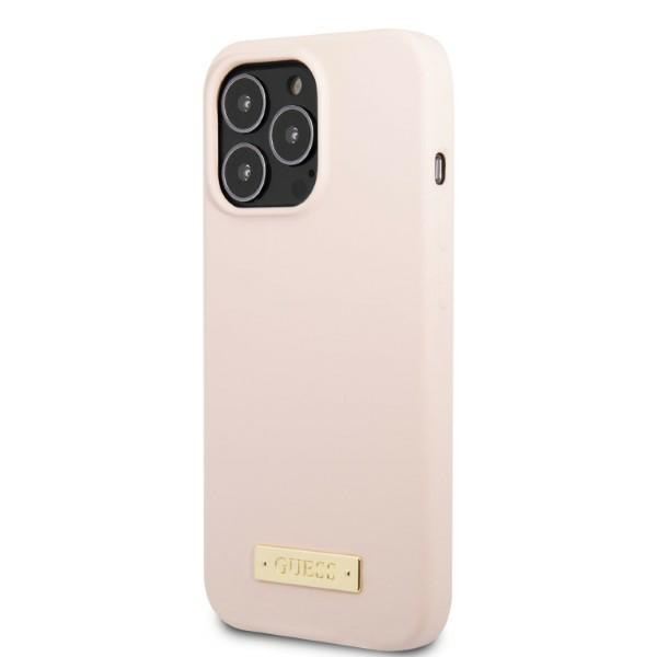 Kryt Guess GUHMP13XSPLP Apple iPhone 13 Pro Max pink hard case Silicone Logo Plate MagSafe
