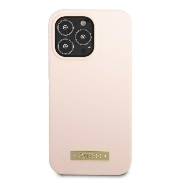 Kryt Guess GUHMP13XSPLP Apple iPhone 13 Pro Max pink hard case Silicone Logo Plate MagSafe