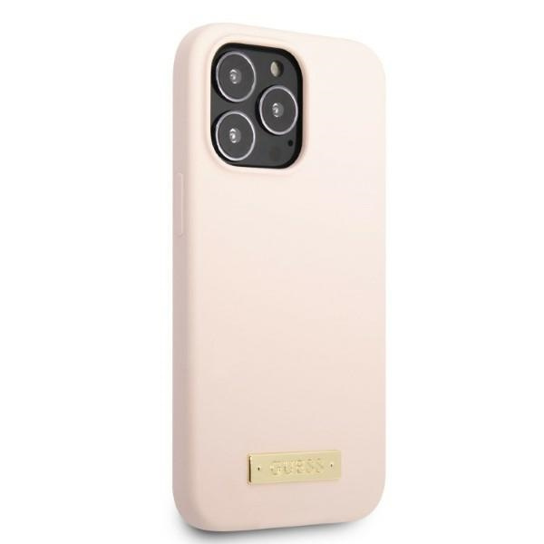 Kryt Guess GUHMP13XSPLP Apple iPhone 13 Pro Max pink hard case Silicone Logo Plate MagSafe