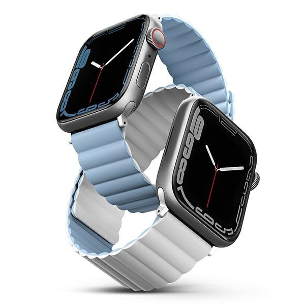 Kryt UNIQ Revix strap Apple Watch 4/5/6/7/SE/8/9/Ultra 44/45/49mm Reversible Magnetic white-blue