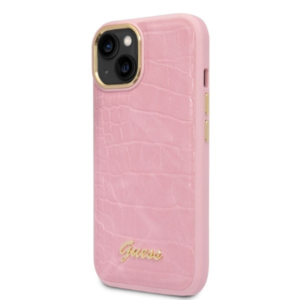 Kryt Guess GUHCP14MHGCRHP Apple iPhone 14 Plus / 15 Plus pink hardcase Croco Collection