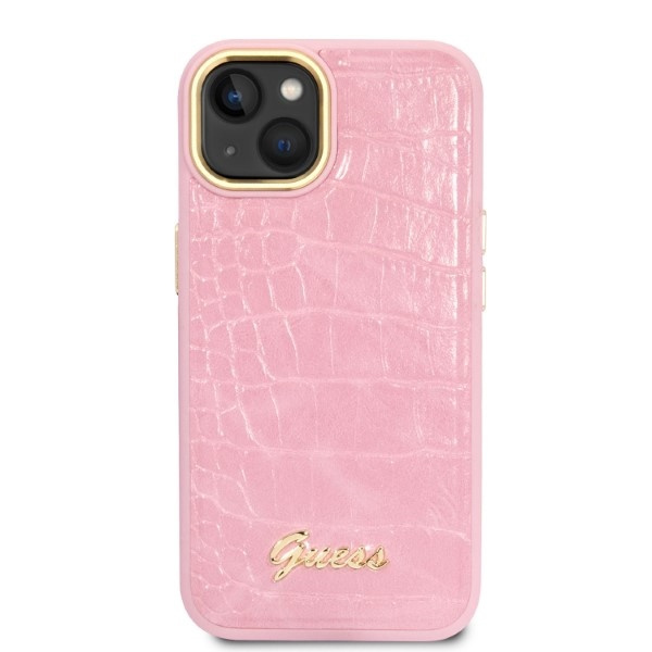 Kryt Guess GUHCP14MHGCRHP Apple iPhone 14 Plus / 15 Plus pink hardcase Croco Collection