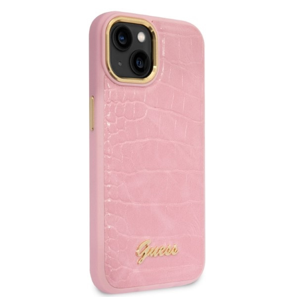 Kryt Guess GUHCP14MHGCRHP Apple iPhone 14 Plus / 15 Plus pink hardcase Croco Collection