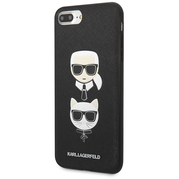 Kryt Karl Lagerfeld KLHCI8LSAKICKCBK Apple iPhone 8/7 Plus black hardcase Saffiano Ikonik Karl&Choupette Head