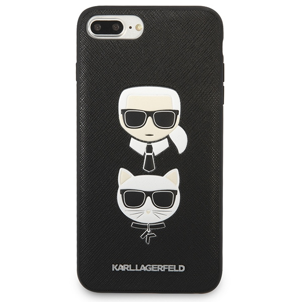 Kryt Karl Lagerfeld KLHCI8LSAKICKCBK Apple iPhone 8/7 Plus black hardcase Saffiano Ikonik Karl&Choupette Head