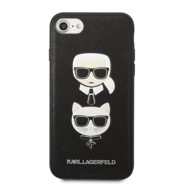 Kryt Karl Lagerfeld KLHCI8SAKICKCBK Apple iPhone SE 2022/SE 2020/8/7 black hardcase Saffiano Ikonik Karl&Choupette Head