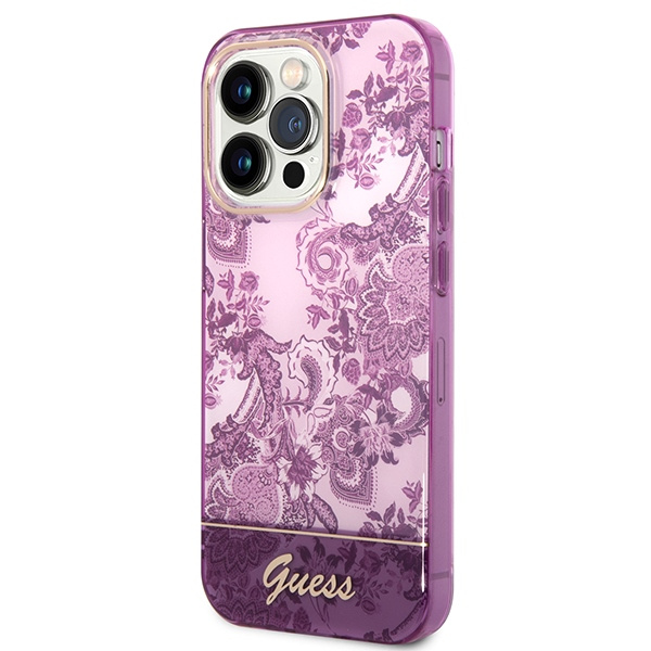 Kryt Guess GUHCP14XHGPLHF Apple iPhone 14 Pro Max fuschia hardcase Porcelain Collection
