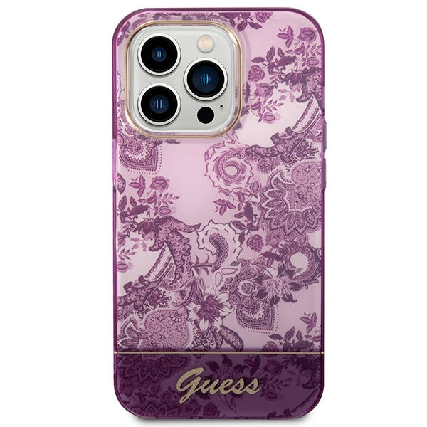 Kryt Guess GUHCP14XHGPLHF Apple iPhone 14 Pro Max fuschia hardcase Porcelain Collection