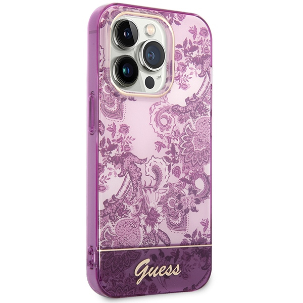 Kryt Guess GUHCP14XHGPLHF Apple iPhone 14 Pro Max fuschia hardcase Porcelain Collection