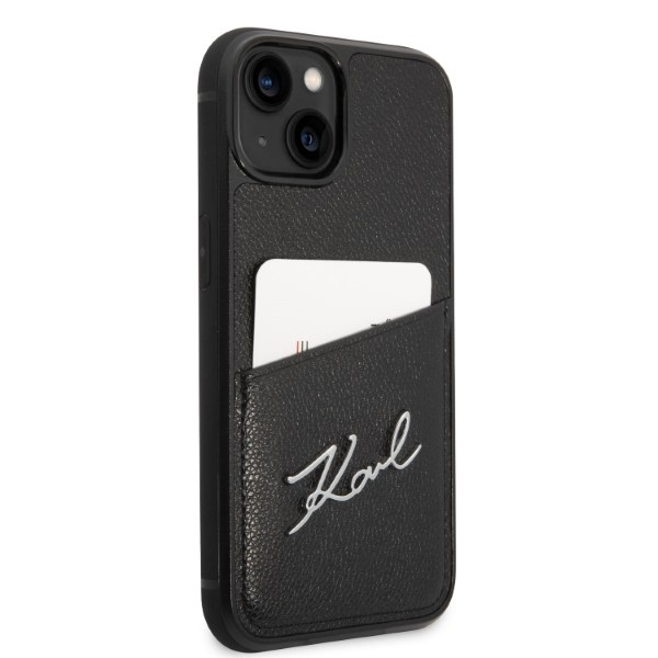 Kryt Karl Lagerfeld KLHCP14MCSSK Apple iPhone 14 Plus / 15 Plus hardcase black Signature Logo Cardslot