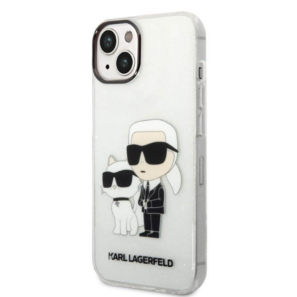 Kryt Karl Lagerfeld KLHCP14MHNKCTGT Apple iPhone 14 Plus / 15 Plus transparent hardcase IML GLIT NFT Karl&Choupette