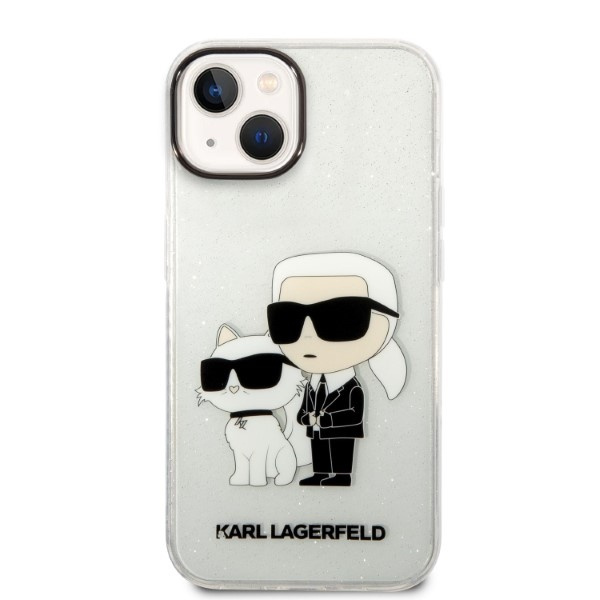 Kryt Karl Lagerfeld KLHCP14MHNKCTGT Apple iPhone 14 Plus / 15 Plus transparent hardcase IML GLIT NFT Karl&Choupette