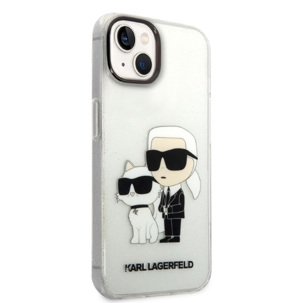Kryt Karl Lagerfeld KLHCP14MHNKCTGT Apple iPhone 14 Plus / 15 Plus transparent hardcase IML GLIT NFT Karl&Choupette