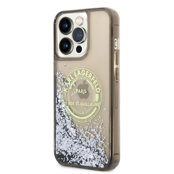 Kryt Karl Lagerfeld KLHCP14XLCRSGRK Apple iPhone 14 Pro Max black hardcase Liquid Glitter RSG