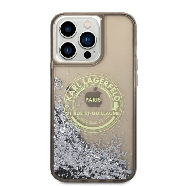 Kryt Karl Lagerfeld KLHCP14XLCRSGRK Apple iPhone 14 Pro Max black hardcase Liquid Glitter RSG