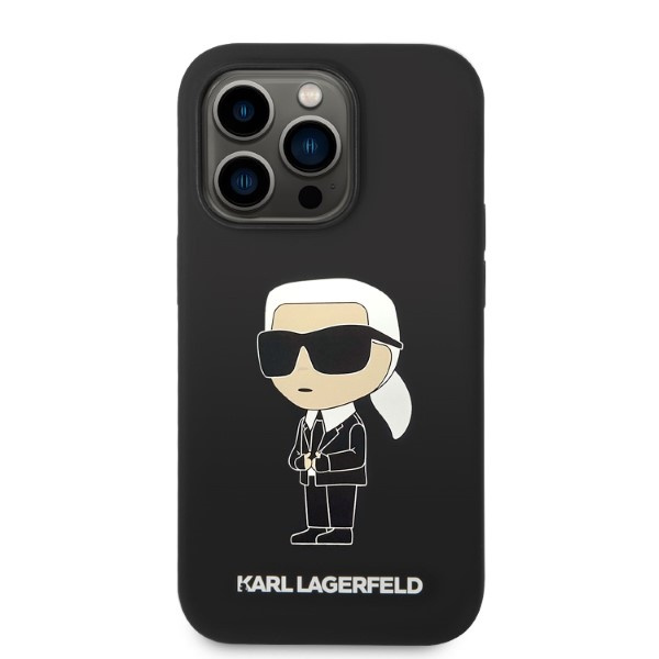 Kryt Karl Lagerfeld KLHMP14LSNIKBCK Apple iPhone 14 Pro hardcase black Silicone NFT Ikonik Magsafe