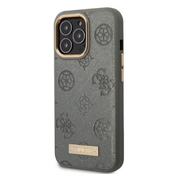 Kryt Guess GUHMP13LSAPSTG Apple iPhone 13 Pro grey hardcase Peony Logo Plate MagSafe
