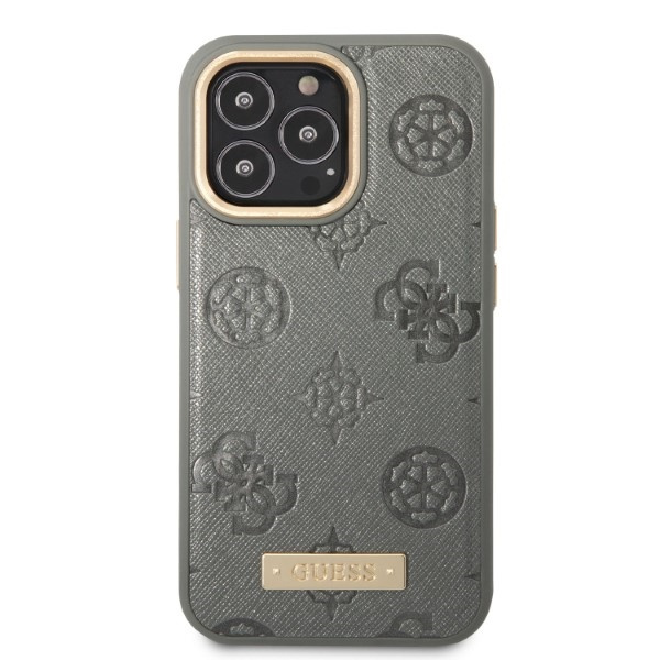 Kryt Guess GUHMP13LSAPSTG Apple iPhone 13 Pro grey hardcase Peony Logo Plate MagSafe