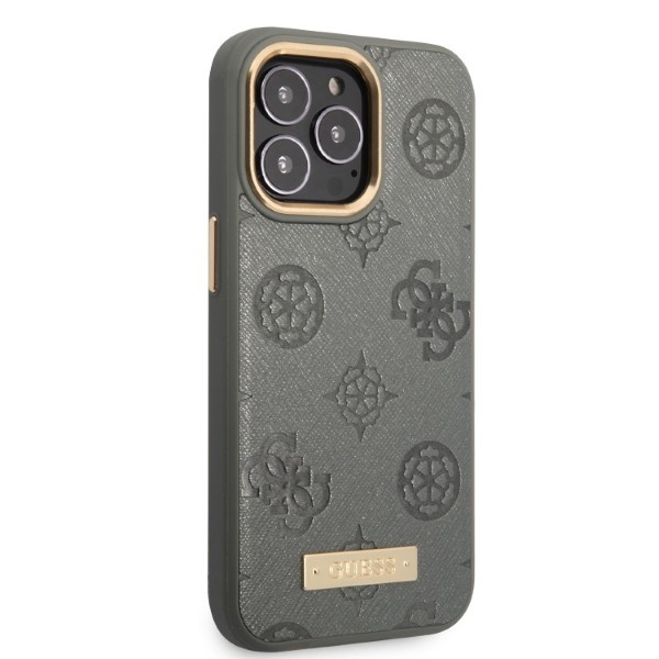 Kryt Guess GUHMP13LSAPSTG Apple iPhone 13 Pro grey hardcase Peony Logo Plate MagSafe