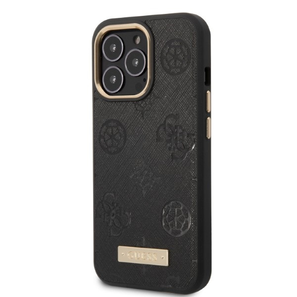 Kryt Guess GUHMP13LSAPSTK Apple iPhone 13 Pro black hardcase Peony Logo Plate MagSafe