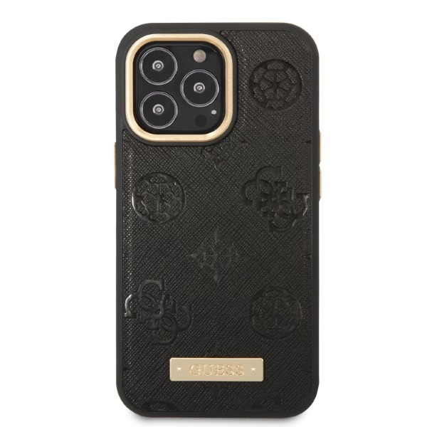 Kryt Guess GUHMP13LSAPSTK Apple iPhone 13 Pro black hardcase Peony Logo Plate MagSafe