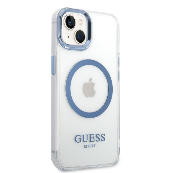 Kryt Guess GUHMP14MHTRMB Apple iPhone 14 Plus / 15 Plus blue hard case Metal Outline Magsafe