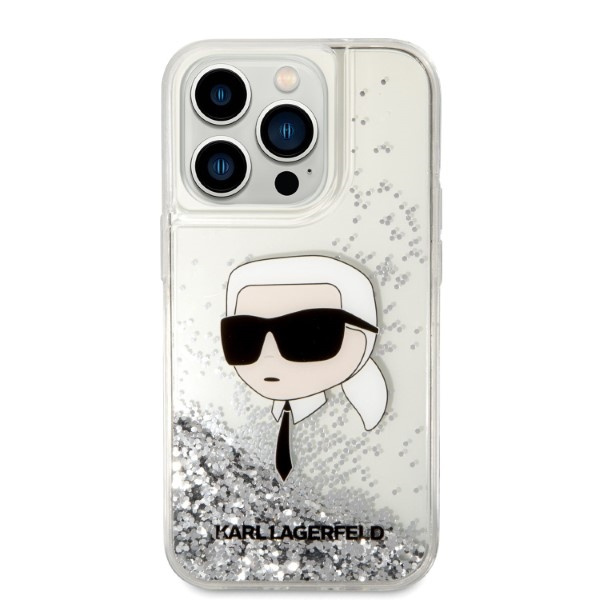Kryt Karl Lagerfeld KLHCP14XLNKHCH Apple iPhone 14 Pro Max silver hardcase Glitter Karl Head