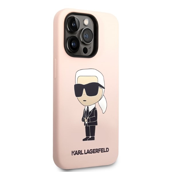 Kryt Karl Lagerfeld KLHCP14XSNIKBCP Apple iPhone 14 Pro Max hardcase pink Silicone Ikonik