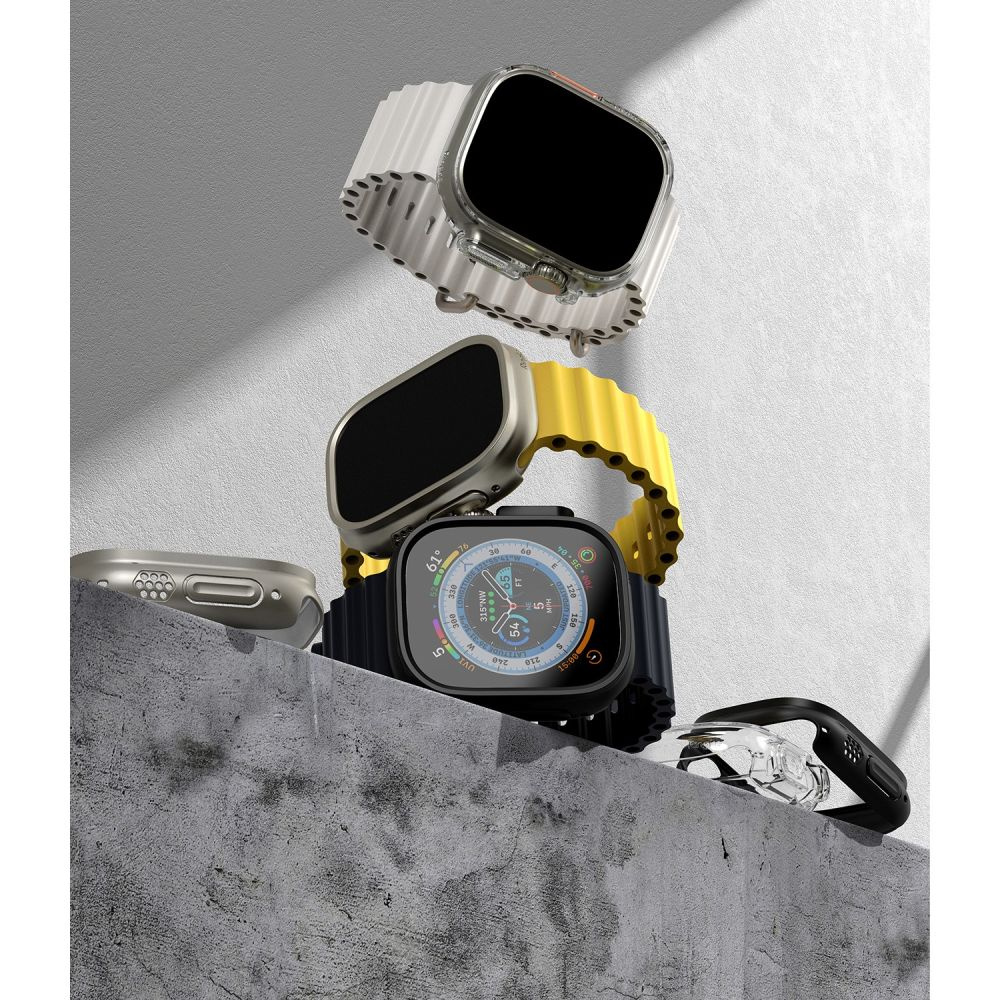Kryt Ringke Slim Apple Watch Ultra 1 / 2 / 3 49mm Clear & Titanium Grey [2 PACK]
