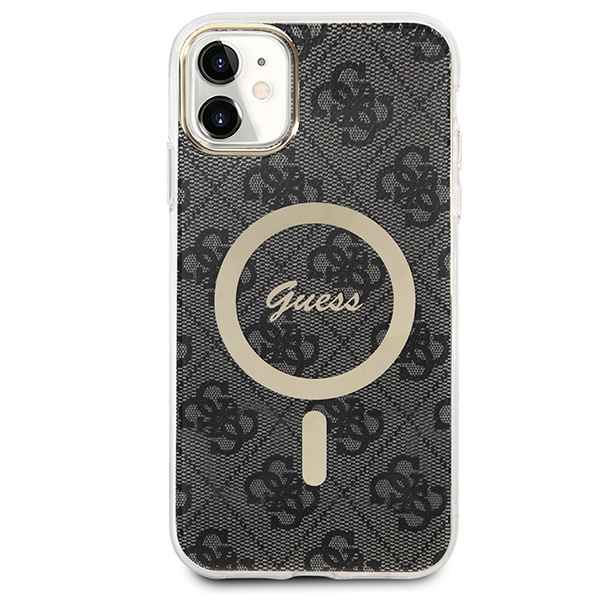 Kryt Guess GUBPN61H4EACSK Case + Wireless Charger Apple iPhone 11 black hard case 4G Print MagSafe